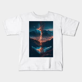 Volcanic Explosion Above the City Kids T-Shirt